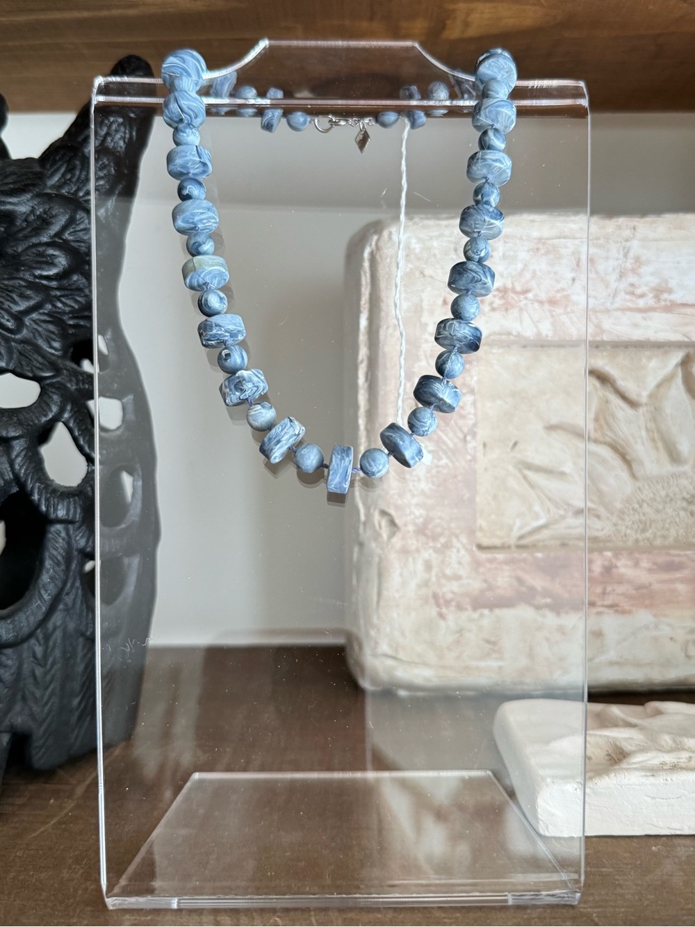 Sarah Coventry Beaded Blue Marbled Necklace